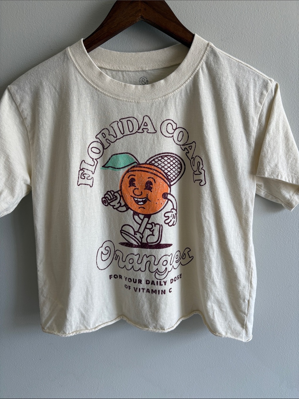 Florida Coast Oranges Graphic Tee XL Cropped Cotton T Shirt